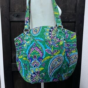 Vera Bradley Green and Purple Paisley Shoulder Bag